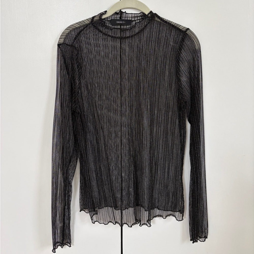 Forever 21 Black Sheer Long Sleeve Blouse